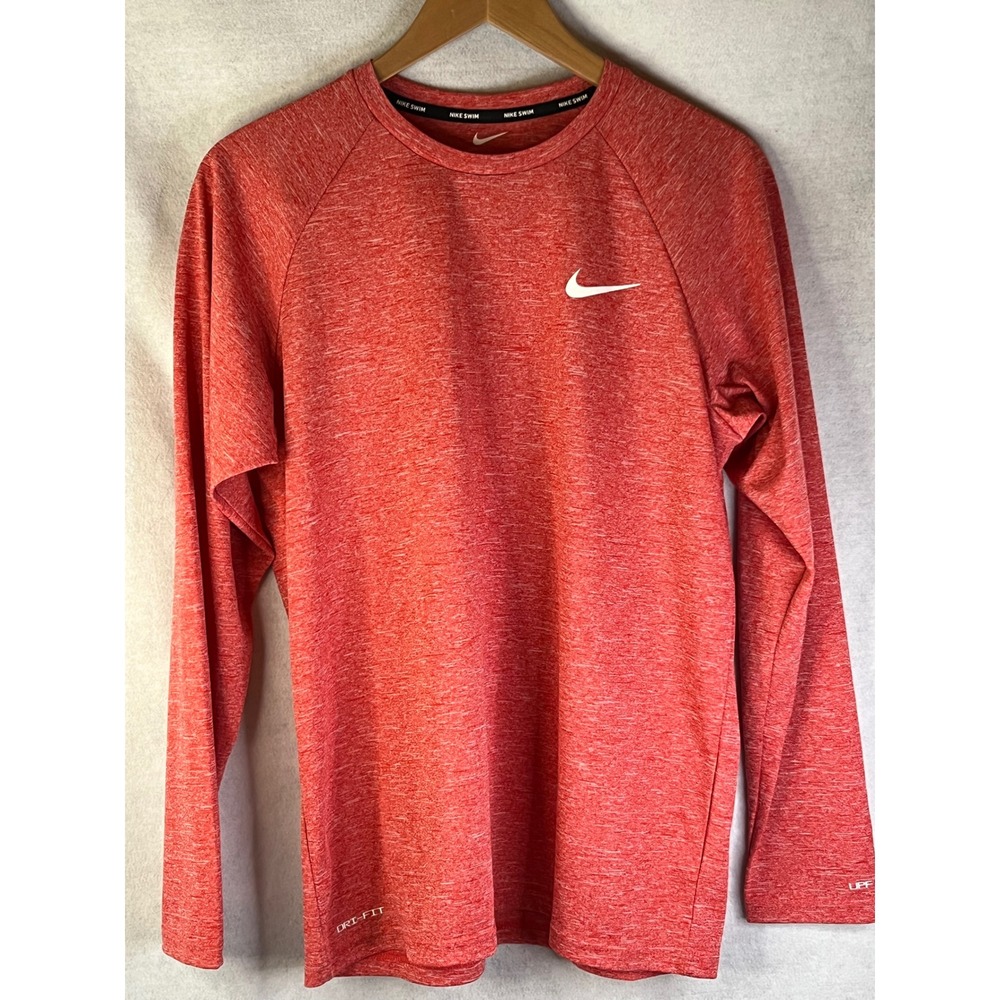 Nike men's Hydroguard red heathered long sleeve swim t-shirt dri-FIT tech M - Picture 2 of 8